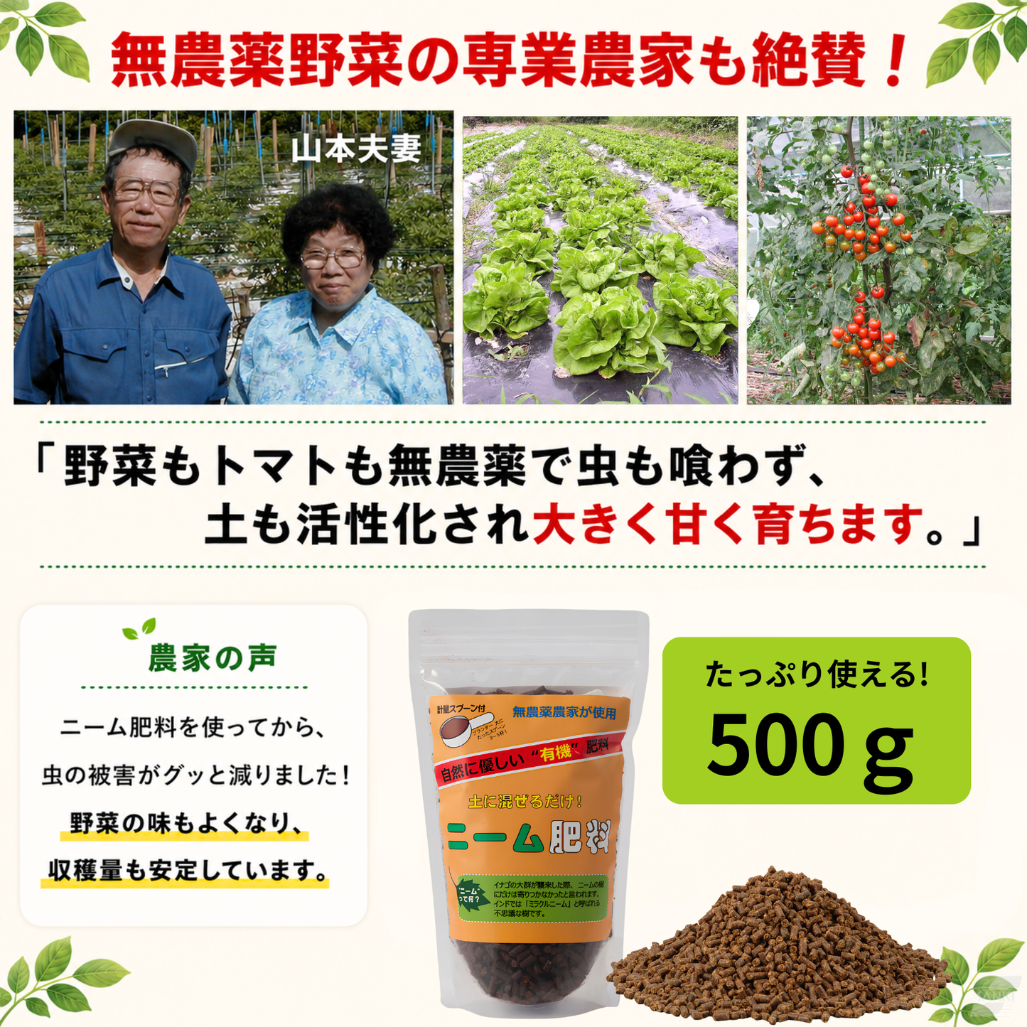 【有機栽培農家ご用達】 ニームの肥料 ※計量スプーン付き