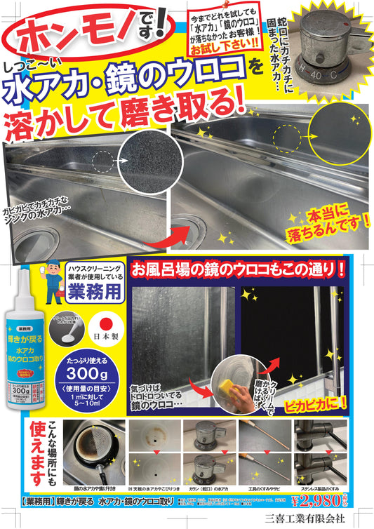 【ハウスクリーニング業者が使用】輝きが戻る水アカ・鏡のウロコ取り