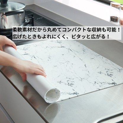 【ふわピタ！フルサイズシリコン調理台マット】　大理石調　※3サイズ展開