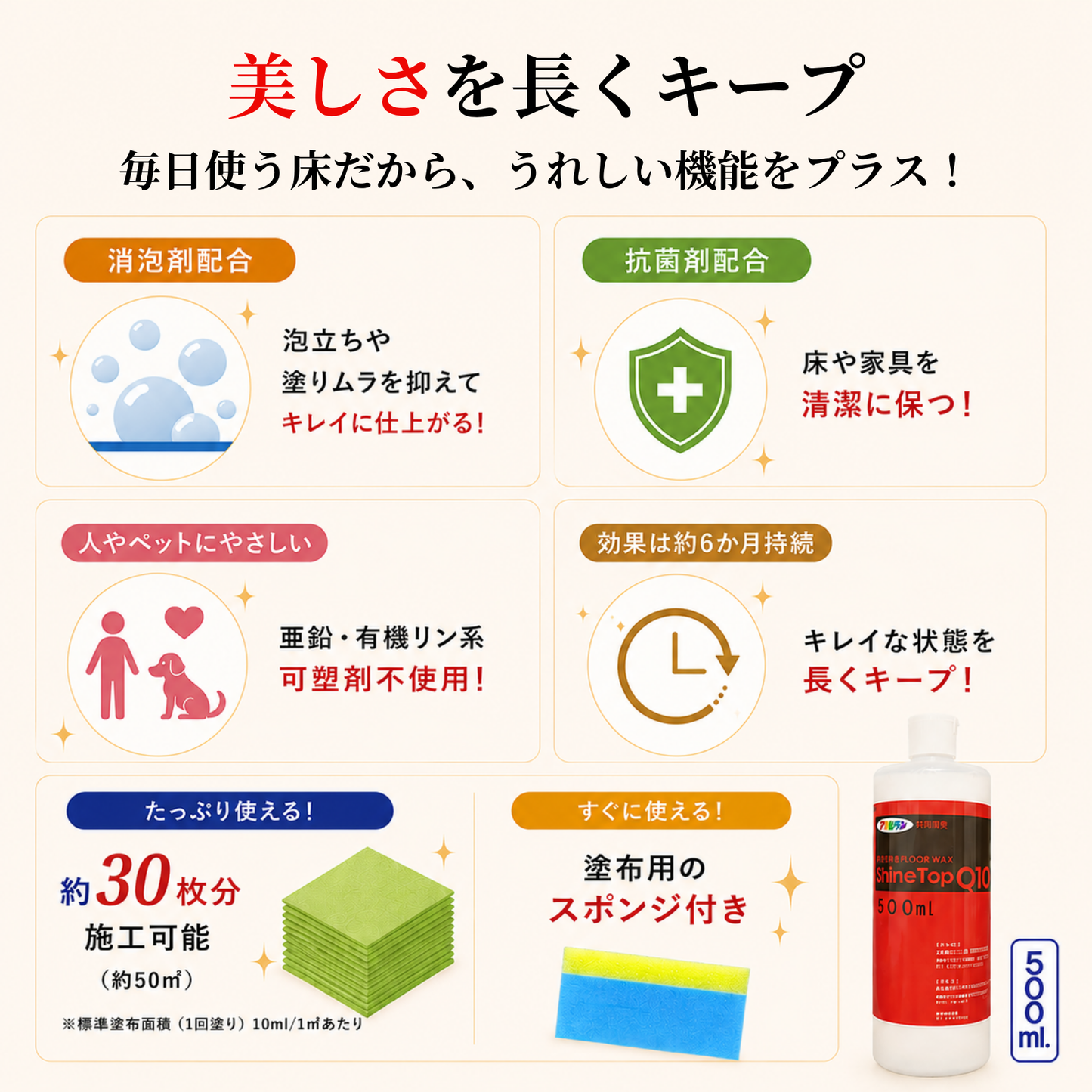 【床用ワックス】アサヒペン共同開発　シャイントップQ10