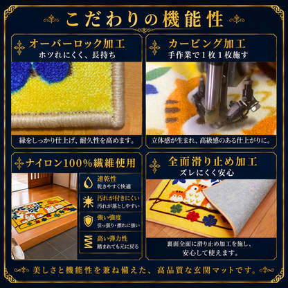 幸福の七福ろう 玄関マット　※3サイズ展開